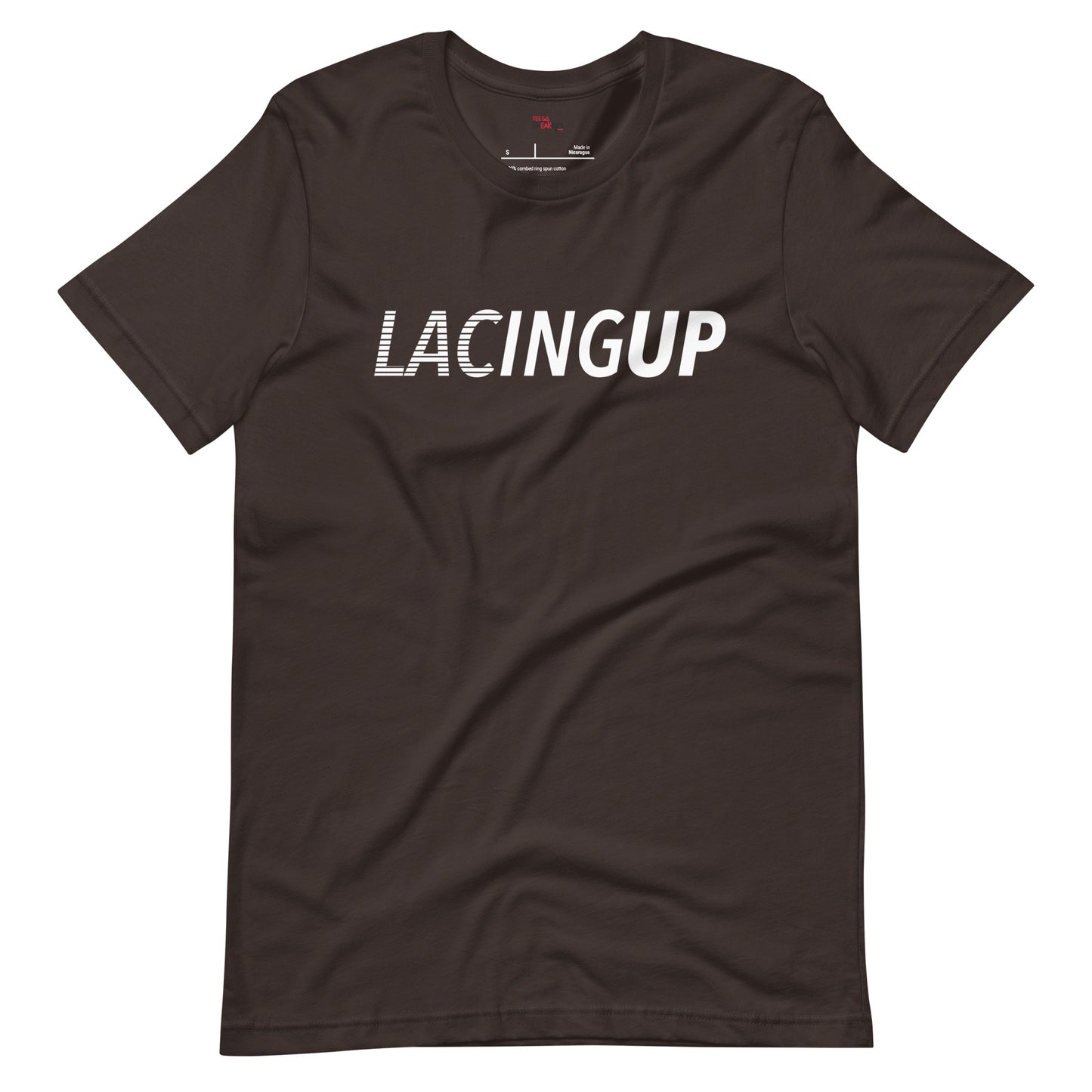 Jordan 1 low mocha lacing up brown t-shirt
